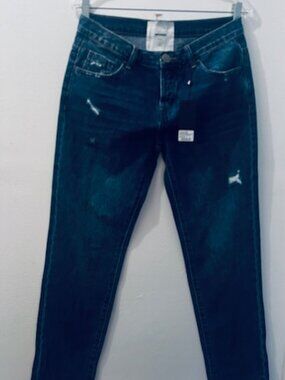 One Teaspoon DAKOTA Blue Awesome Distress Baggies Straight Leg Cotton Jeans NWT
